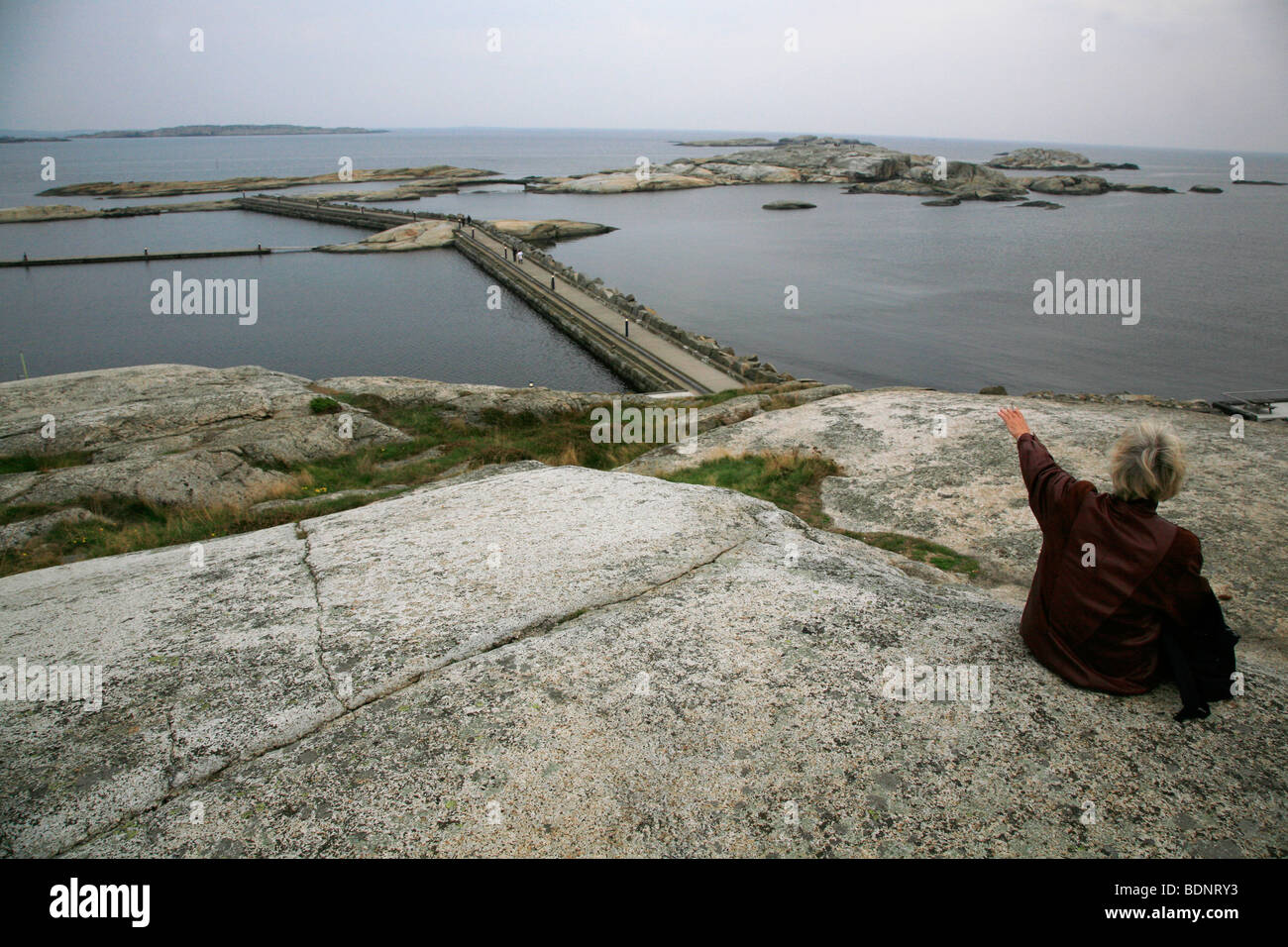 Blick vom Leuchtturm Leuchtfeuer Verdens Ende am Ende Welt an der Mündung des Oslofjord-Norwegen-Nord-Europa. Stockfoto