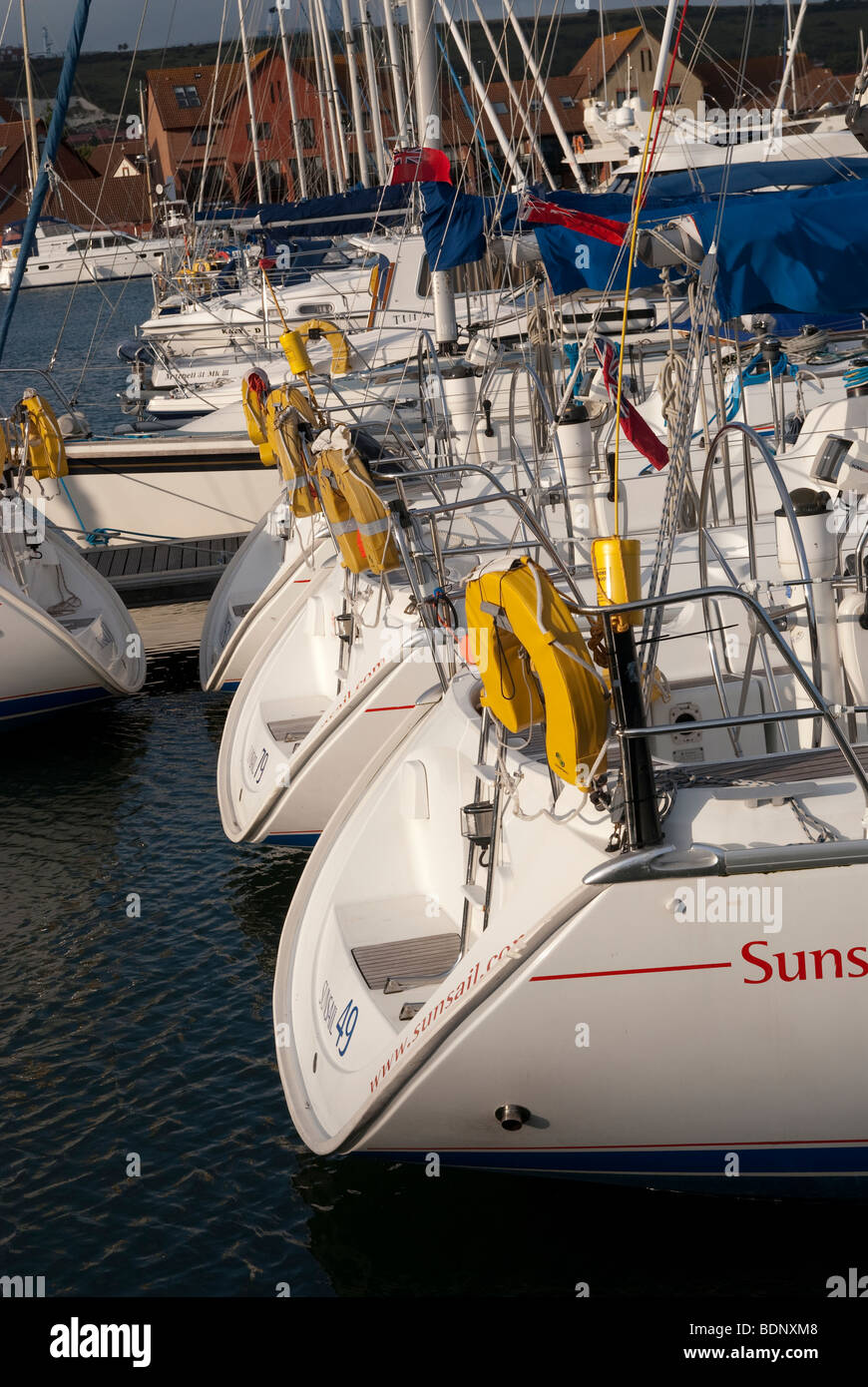 Yachten im Hafen von Port Solent Stockfoto