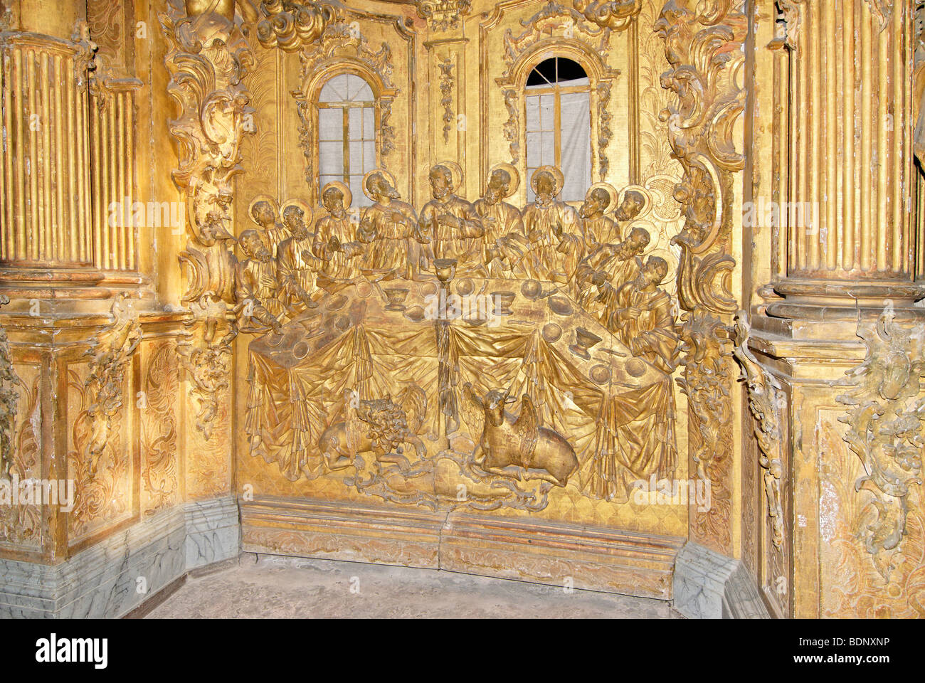 Fragment des Haupt-Tor. Ikonostase der Himmelfahrts-Kathedrale im russischen goldenen Ring Stadt Pereslawl-Salesskij Stockfoto