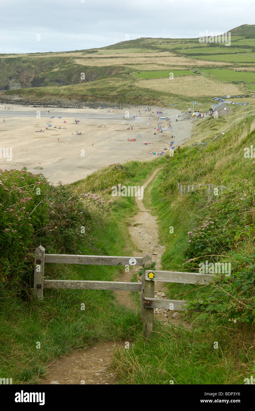 Pembrokeshire Küstenweg Whitesands Bay. Stockfoto