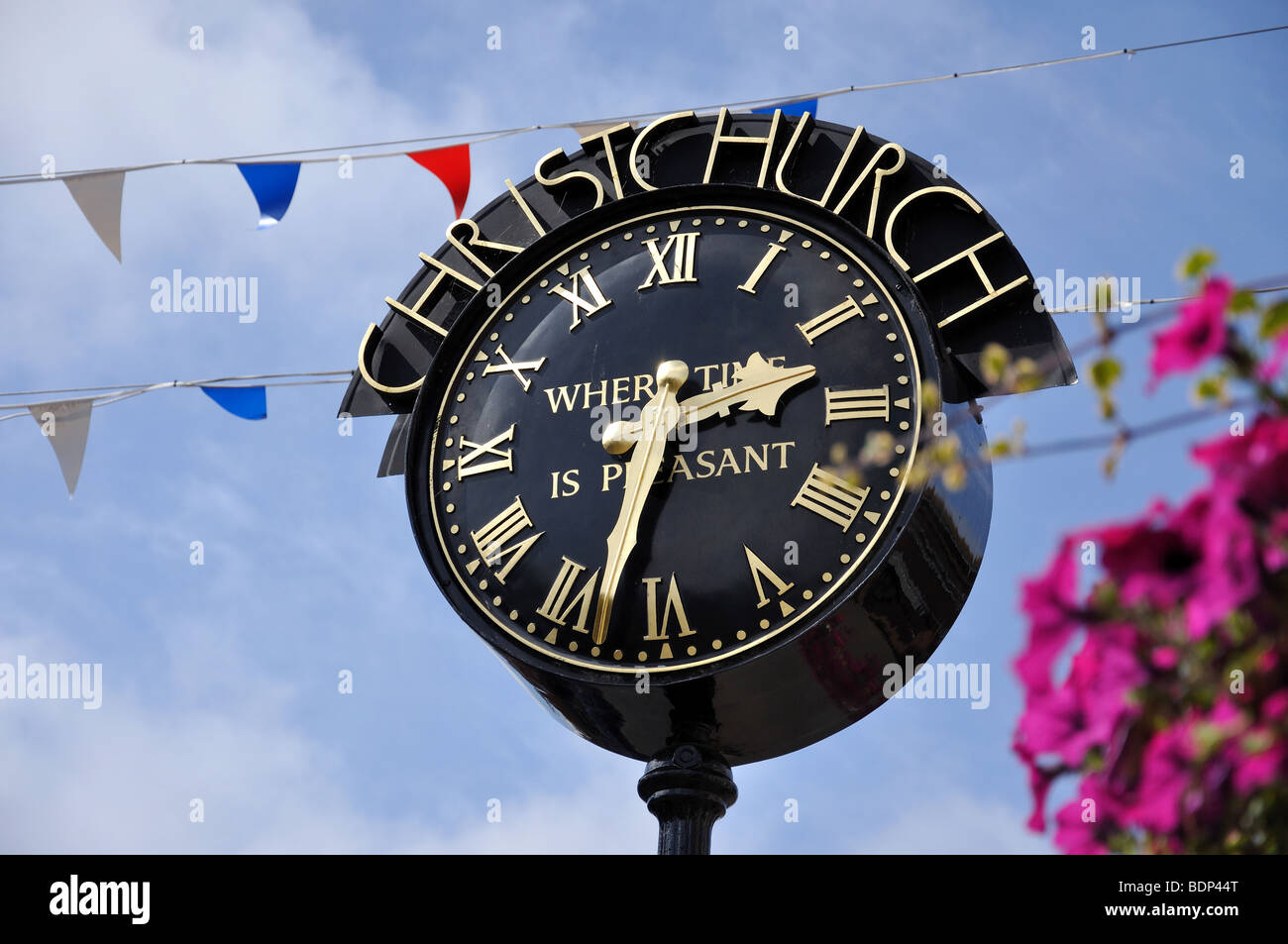 Stadt-Clock, High Street, Christchurch, Dorset, England, Vereinigtes Königreich Stockfoto