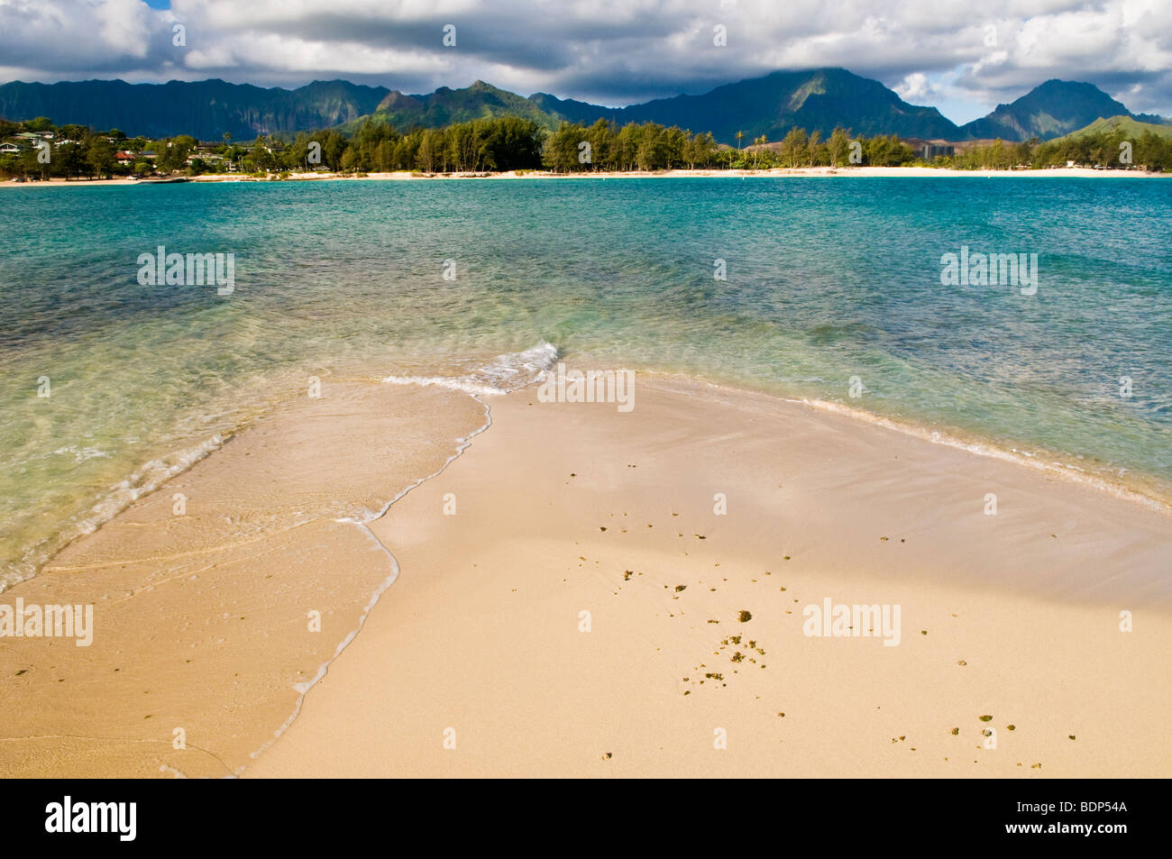 Kailua Bay aus Popoia (flache Insel), Kailua Bay, Oahu, Hawaii Stockfoto