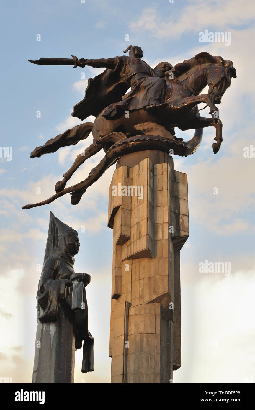 Manas-Statue, Kirgisische Epos Held, Symbol von Bischkek. Stockfoto