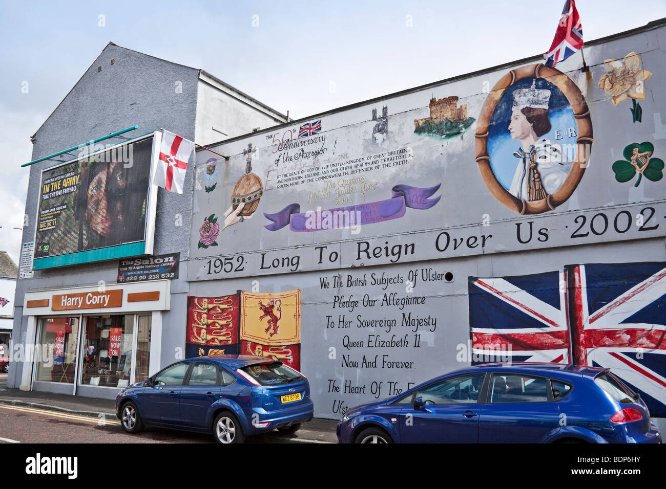 Wandmalereien auf der Shankill Road, Belfast, Nordirland Stockfoto