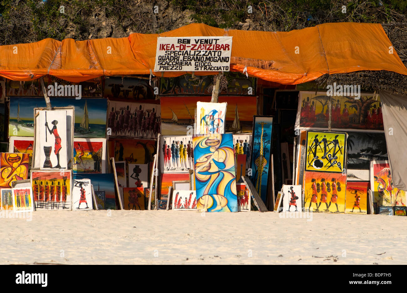 Souvenirladen in Sansibar Stockfoto