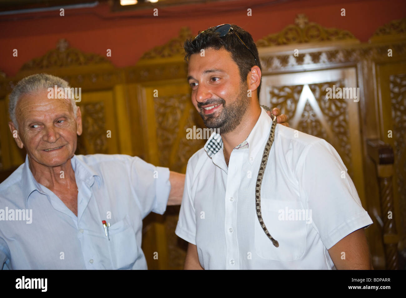 Kirche der Jungfrau Maria Lagouvarda Jungfrau Maria von den Schlangen in Markopoulo auf griechischen Insel von Kefalonia Griechenland GR Stockfoto