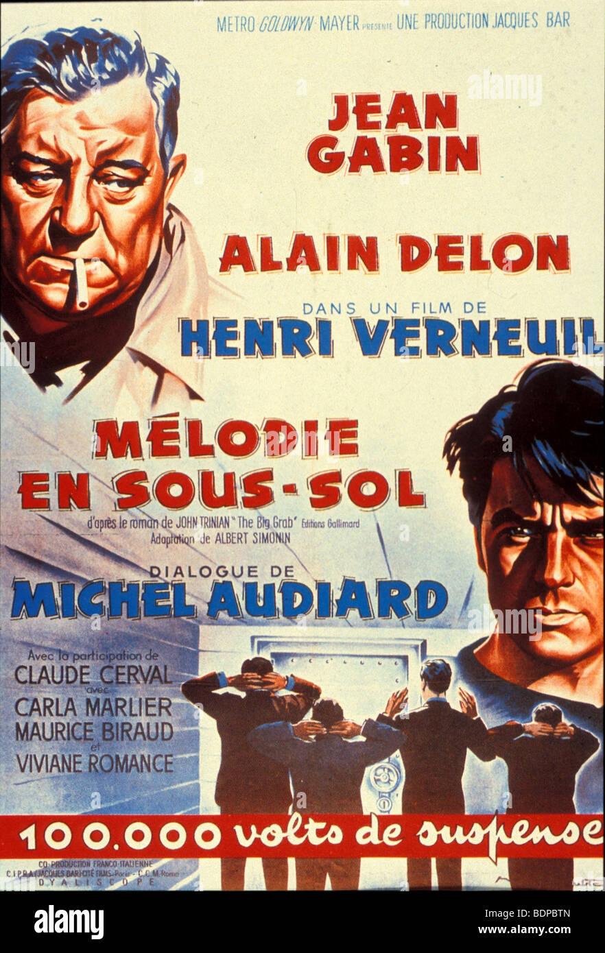 Melodie En Sous Sol Jahr: 1963-Regie: Henri Verneuil Jean Gabin, Alain Delon Filmplakat Stockfoto