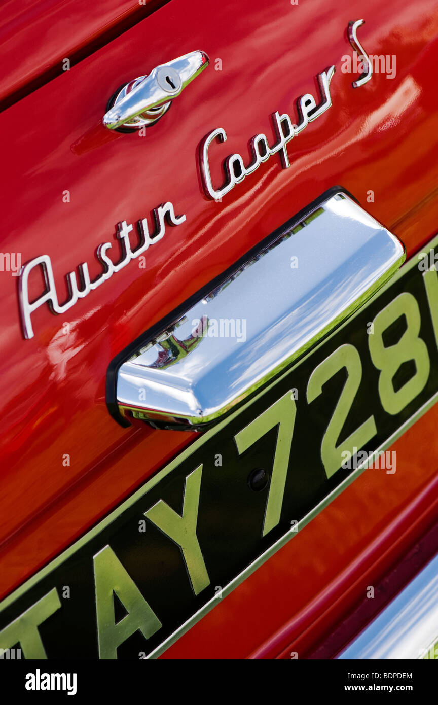 Austin Mini Cooper S Boot. Britische Oldtimer Stockfoto