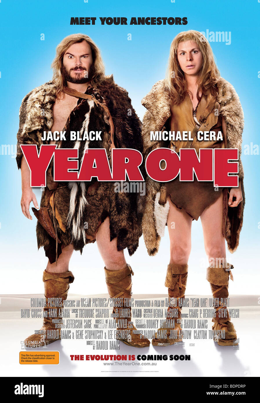 Jahr ein Jahr : 2009 USA Regie : Harold Ramis Jack Black, Michael Cera Amerikanisches Plakat Stockfoto