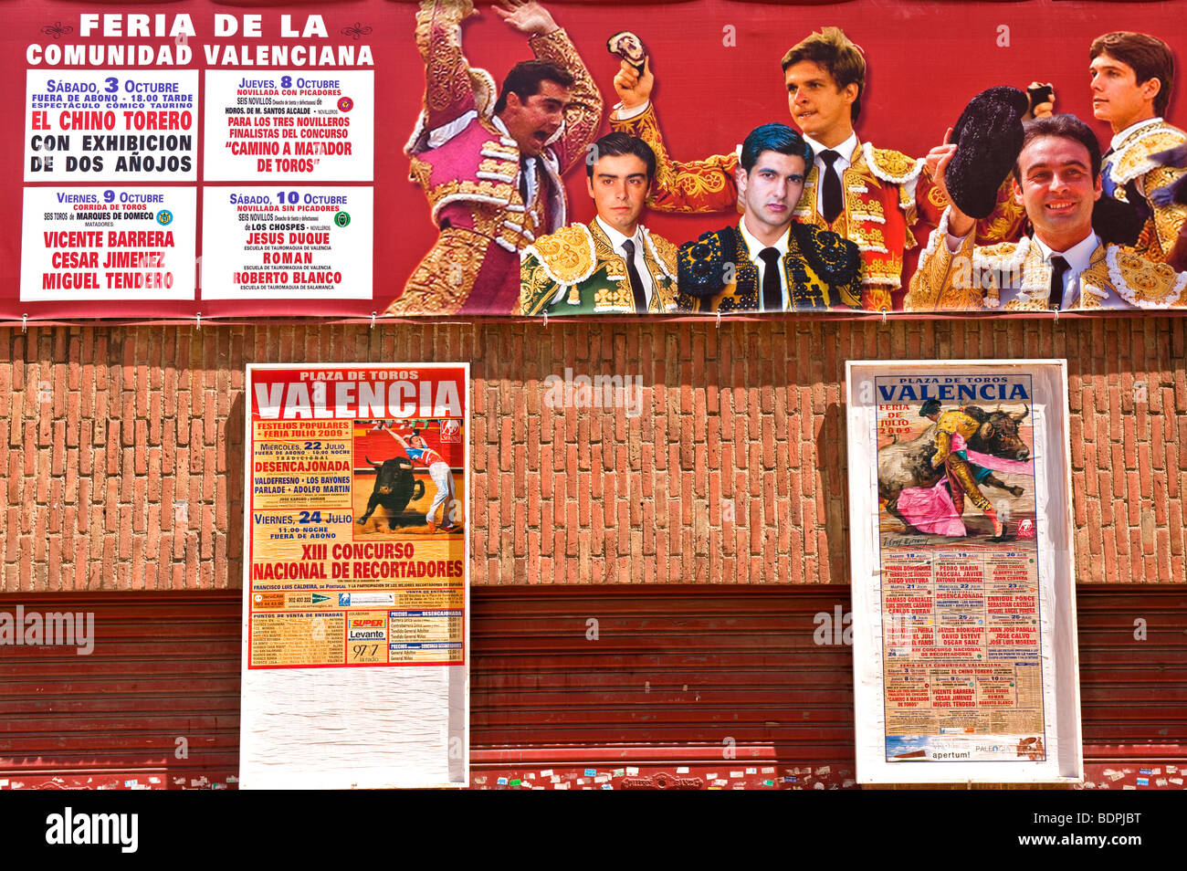 Plakate für Stierkämpfe in Valencia Stockfoto