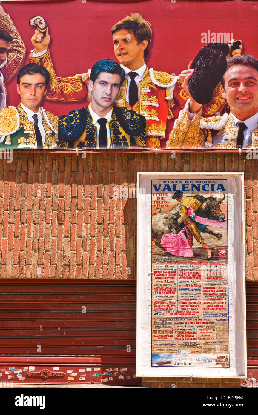Plakate für Stierkämpfe in Valencia Stockfoto