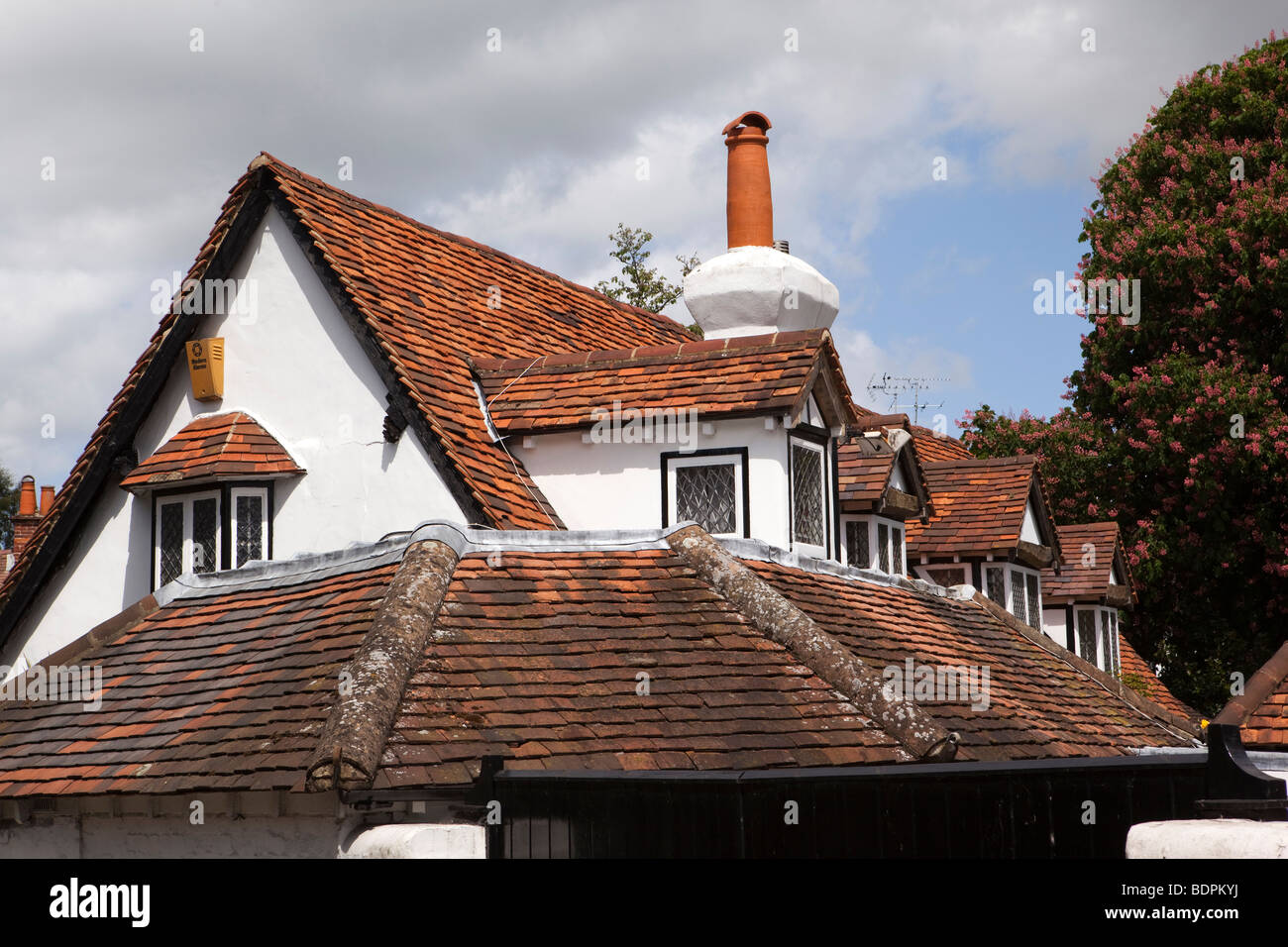 England, Berkshire, Bray Village, High Street, unverwechselbaren roten Rosmarin gefliest Hausdach Stockfoto
