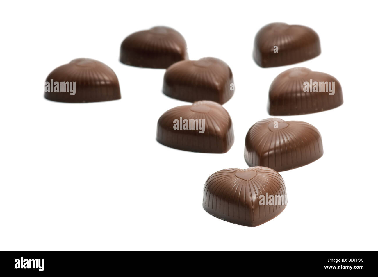 Schokoladenwaren isoliert auf weiss Stockfoto