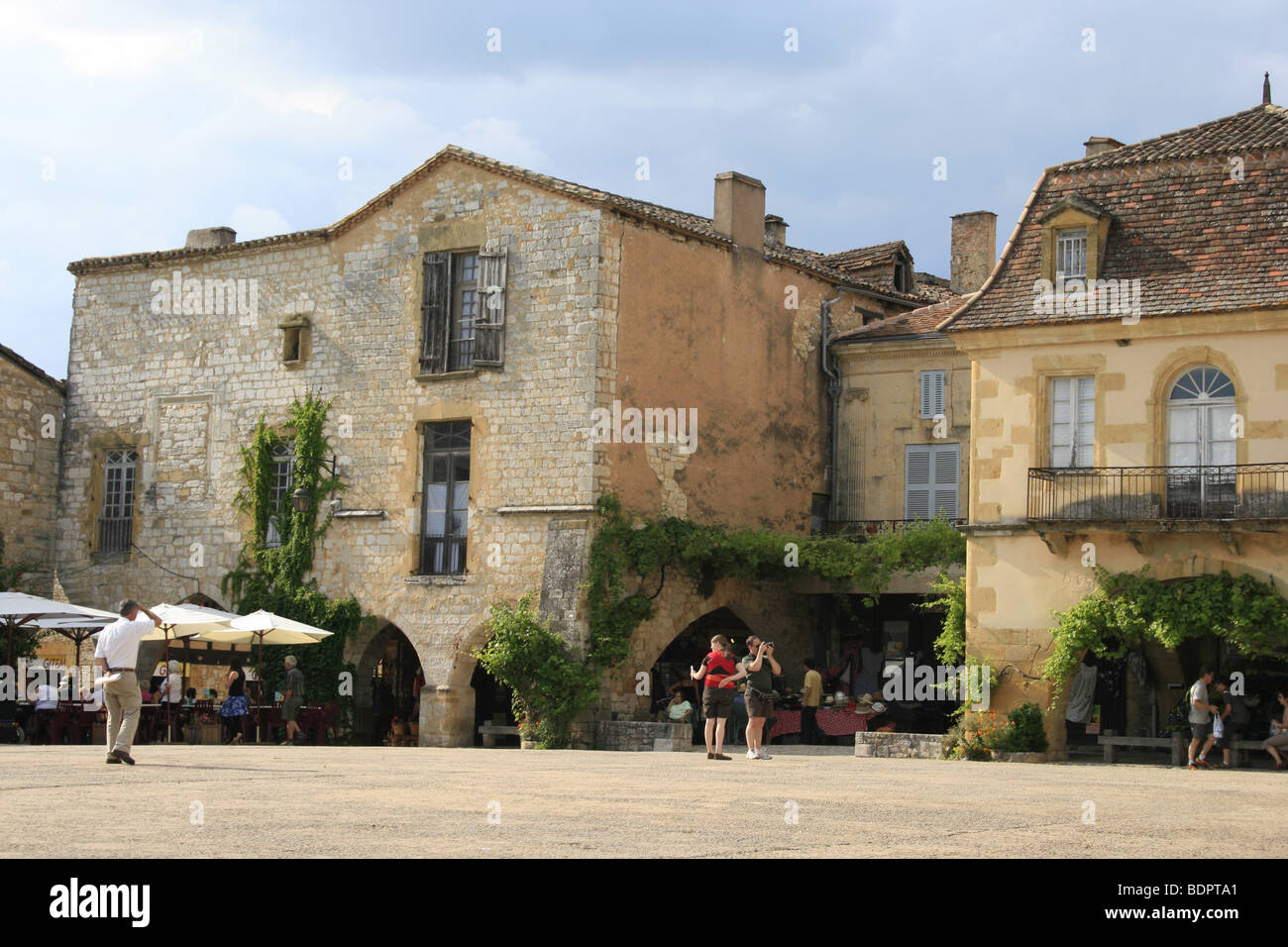 Bastide Monpazier, Dordogne, Frankreich Stockfoto