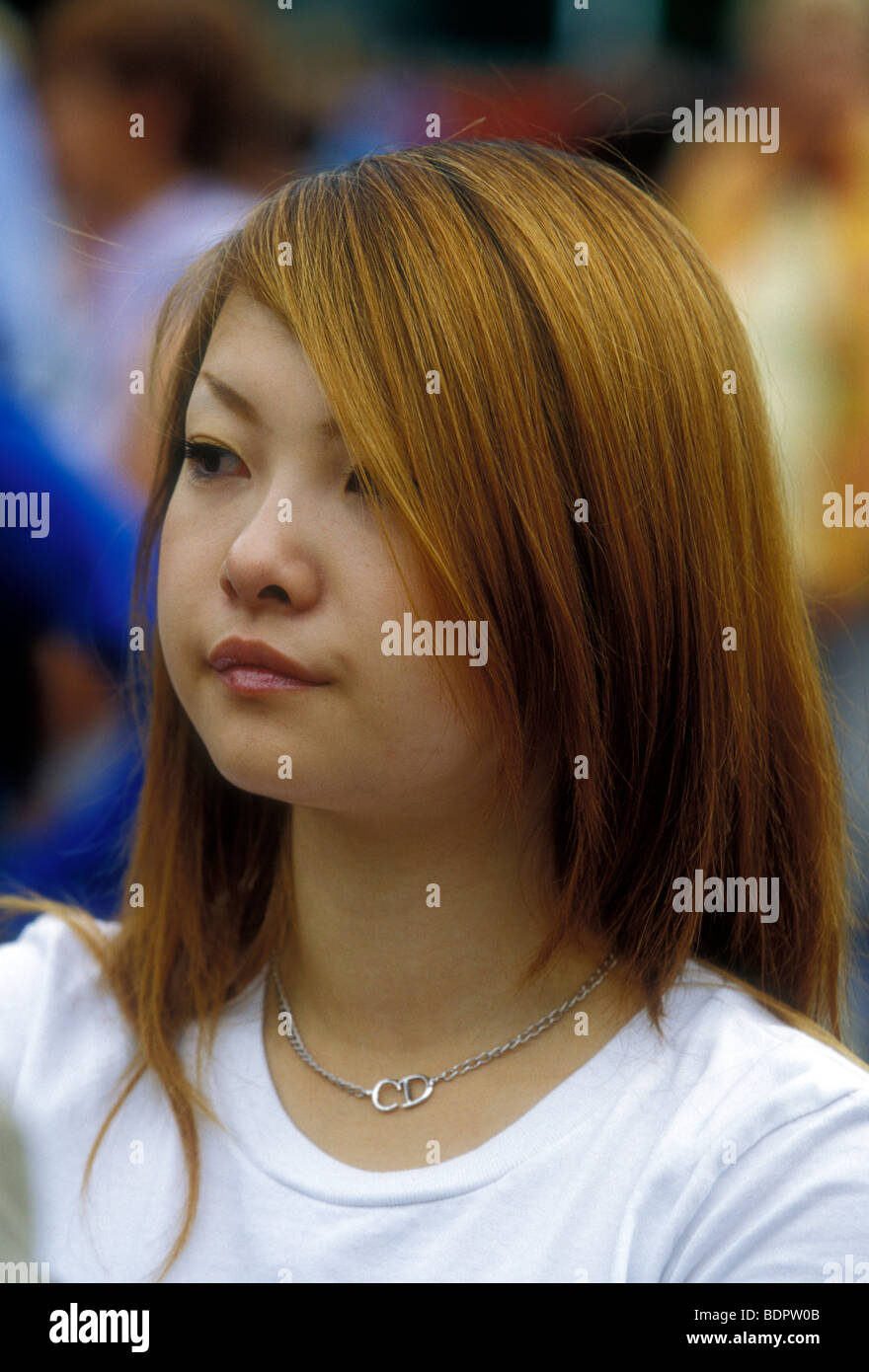 Asiaten Person Mädchen weibliche Touristen Besucher London England Europa besuchen Stockfoto