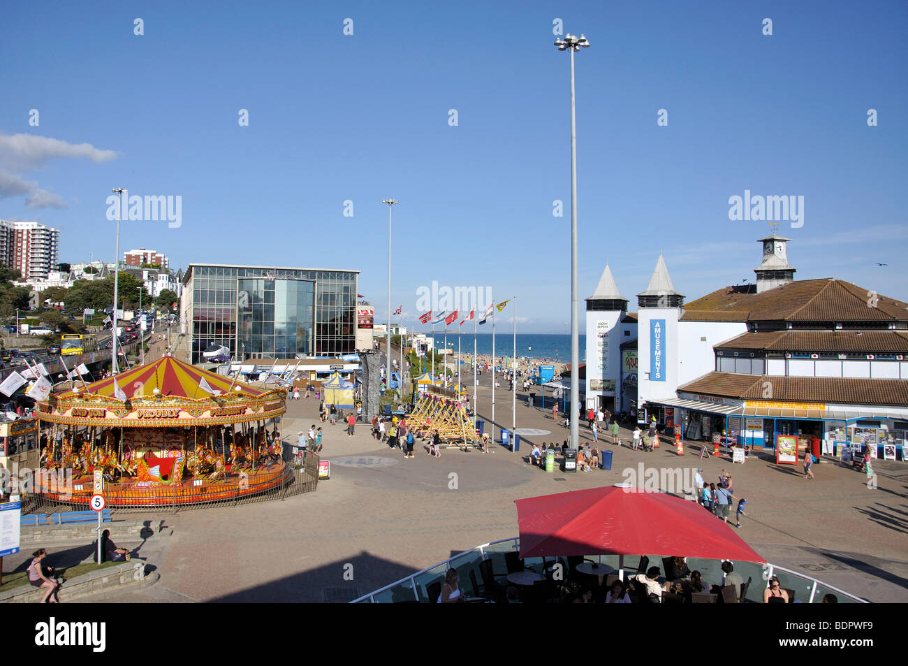 Direkt am Meer Rummelplatz, Bournemouth, Dorset, England, Vereinigtes Königreich Stockfoto