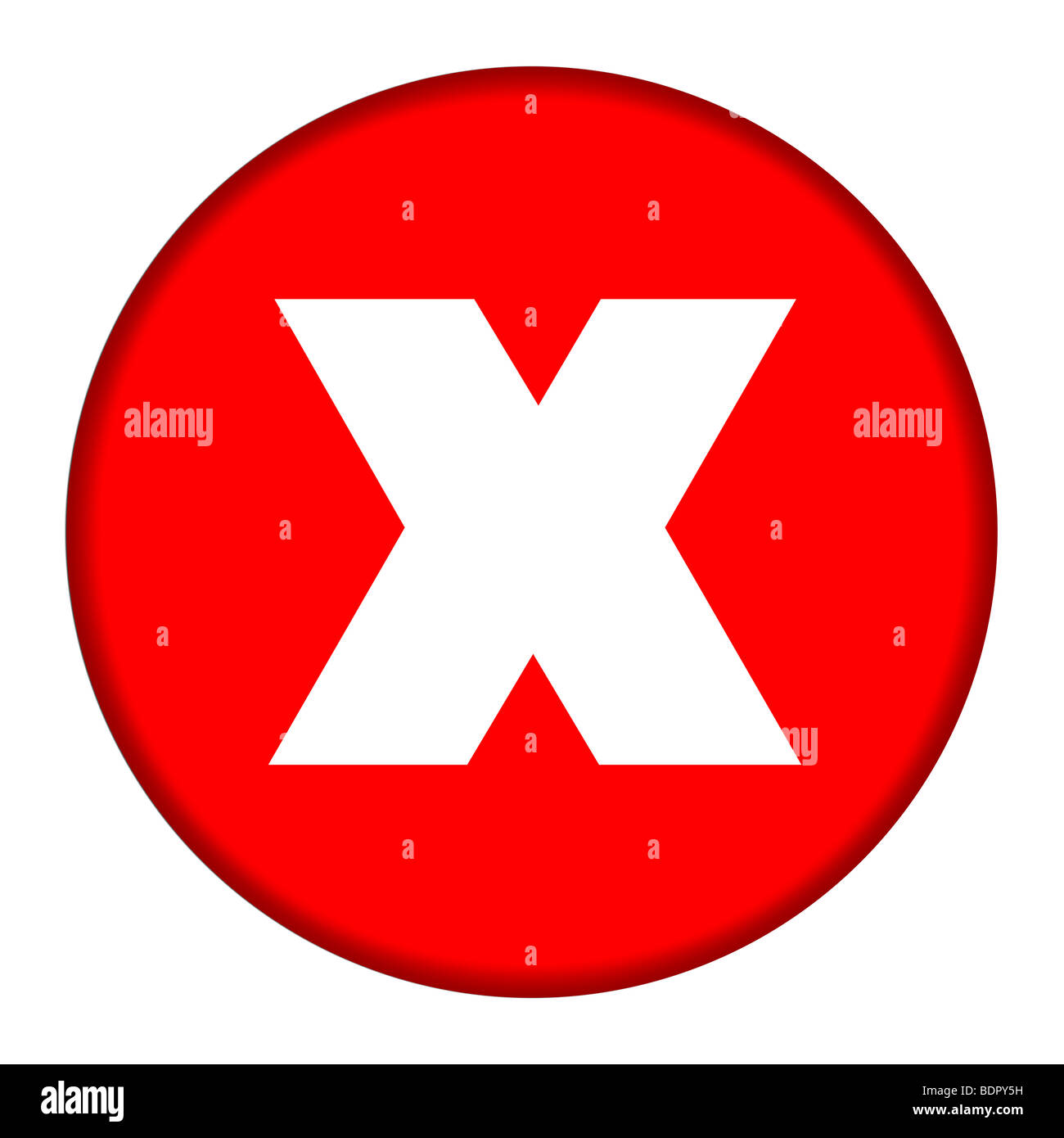 Rotes Kreuz Schaltflächensymbol isoliert auf weißem Hintergrund. Stockfoto