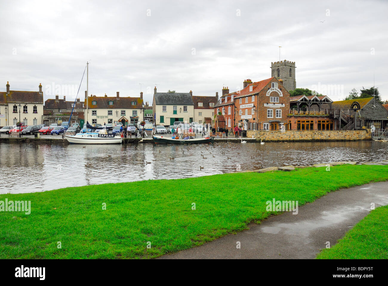 Fluß Frome am Kai Wareham Dorset Stockfoto