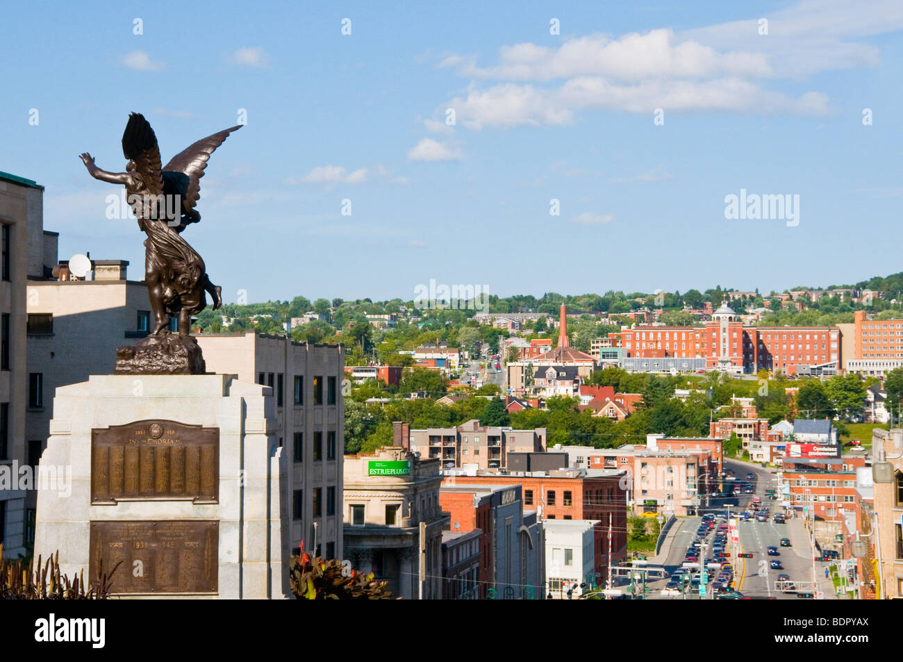 Blick auf die Stadt Sherbrooke Eastern Townships Quebec Kanada Stockfoto