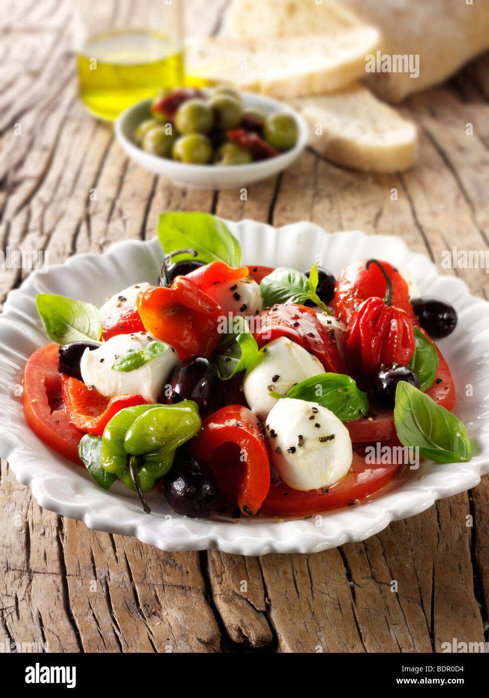 Buffalo-Mozerella-Tomaten-Salat Stockfoto