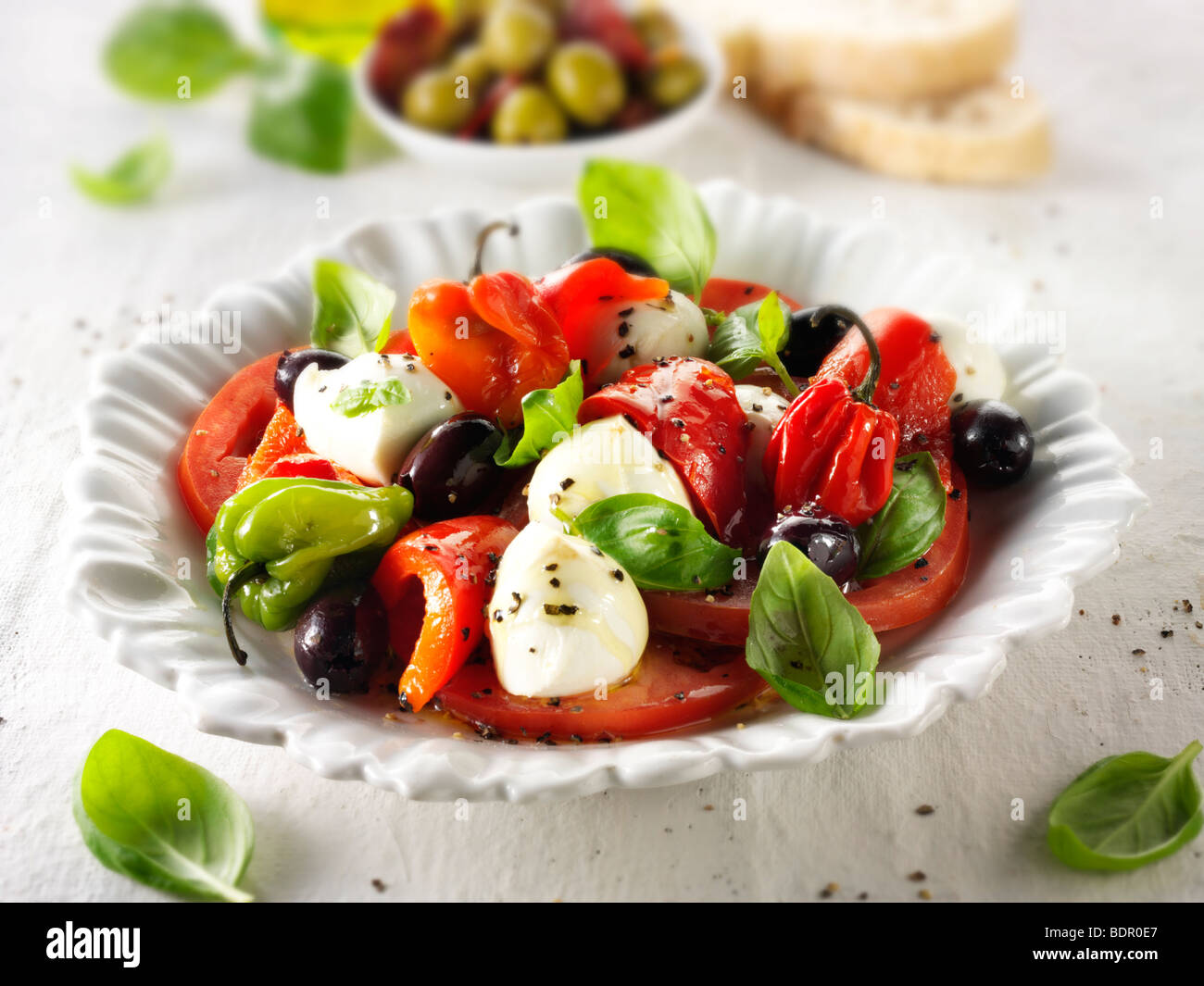 Buffalo-Mozerella-Tomaten-Salat Stockfoto