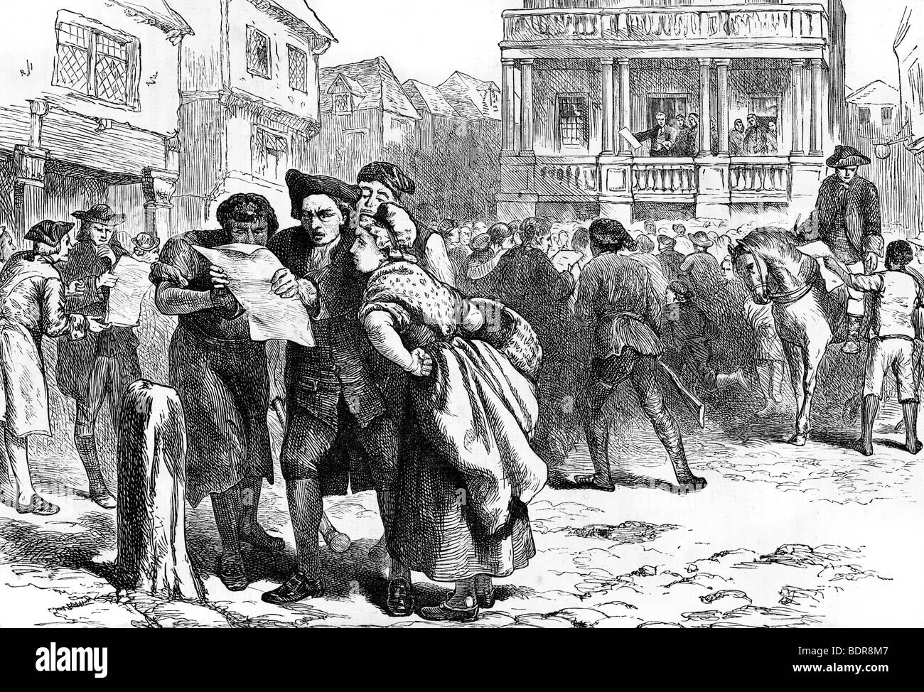 Bostonians Lesen der Stamp Act, 1765 (c 1880). Artist: Unbekannt Stockfoto