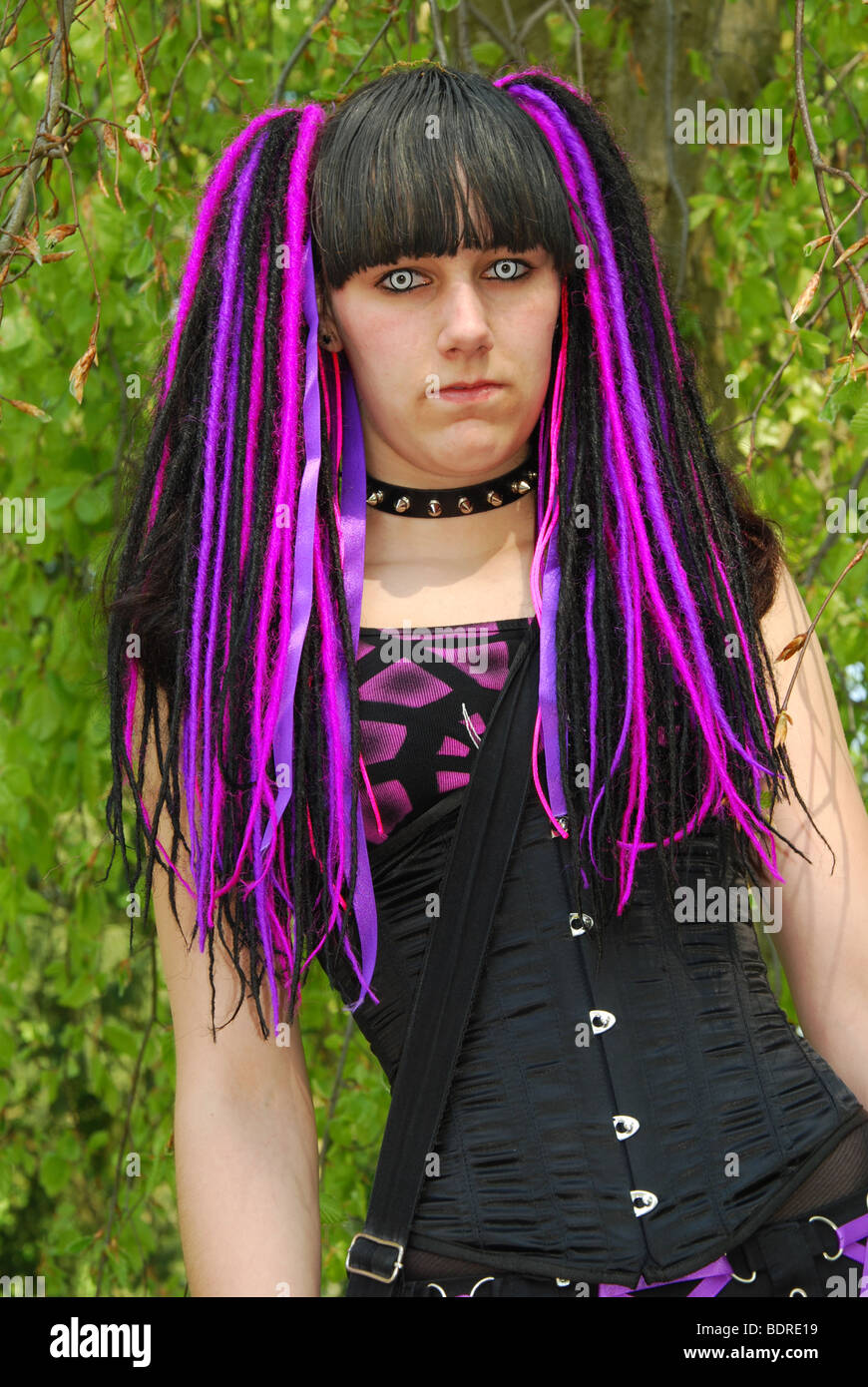 Gothic-Frau am 2009 Fantasy Fair Haarzuilens Niederlande Europe Stockfoto