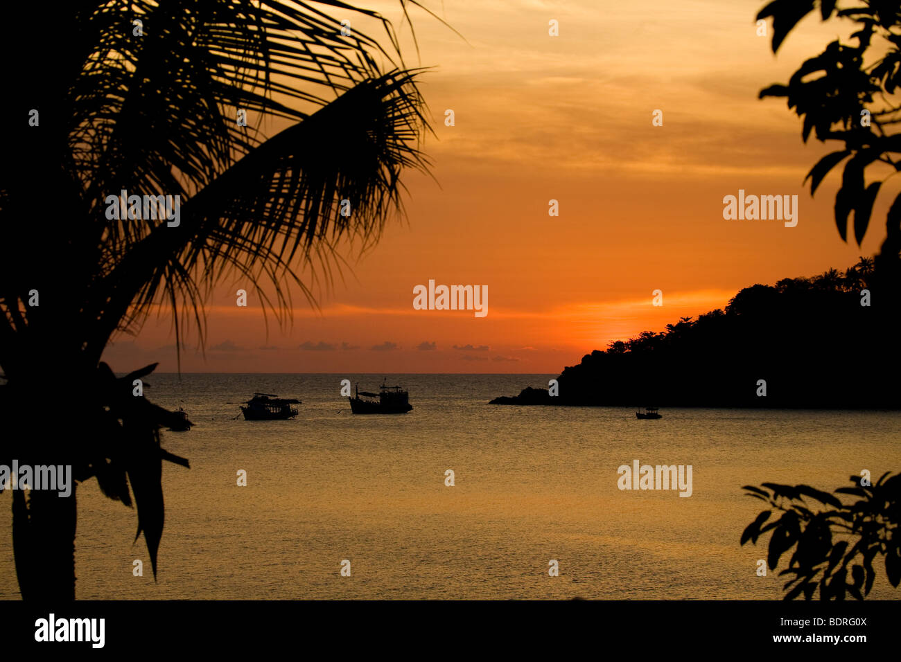 Sonnenuntergang auf Koh Tao, Thailand Stockfoto