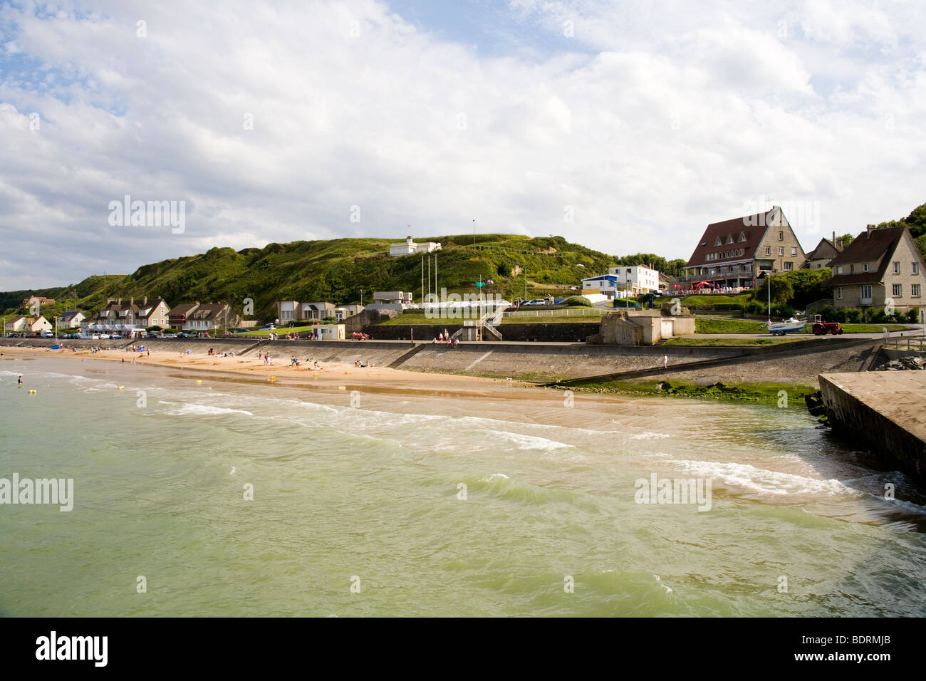 Küstennahen Dorf von Verville Sur Mer in Basse-Normandie, Frankreich. Auch bekannt als Omaha Beach, dem Gelände des d-Day Landungen. Stockfoto