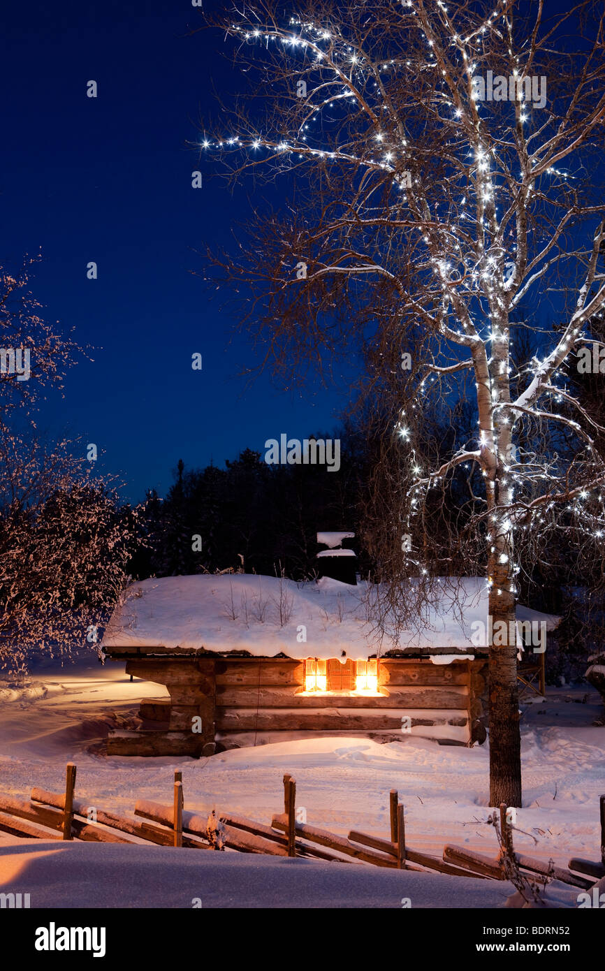 Ferienhaus in einer Winterlandscape. Idre.Dalarna,Sweden Stockfoto
