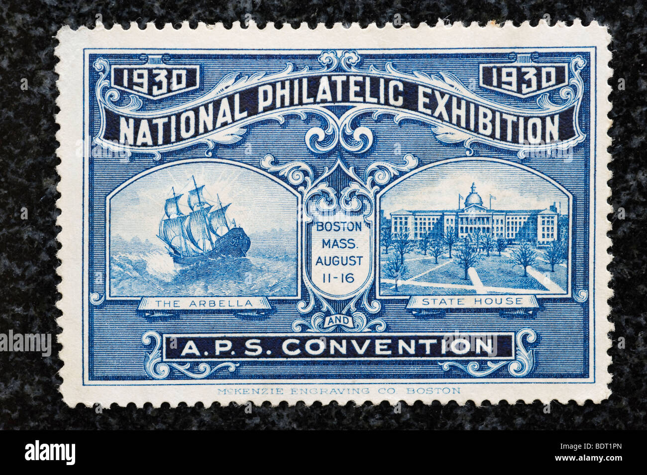 1930-nationale Briefmarkenausstellung-Briefmarke Stockfoto