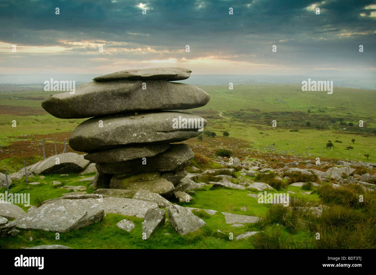 Die Cheesewring auf Bodmin Moor, Cornwall Stockfoto