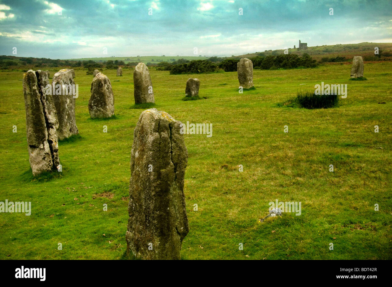 Die Hurlers Stone Kreise auf Bodmin Moor, Cornwall Stockfoto