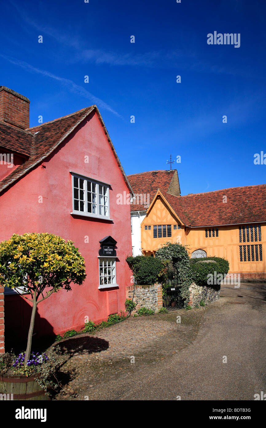 Farbigen Hälfte Fachwerk Häuser Lavenham Stadt Suffolk County England Großbritannien Stockfoto