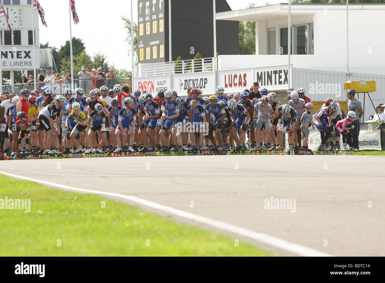 Startlinie für einen Eislauf Charity-marathon Stockfoto