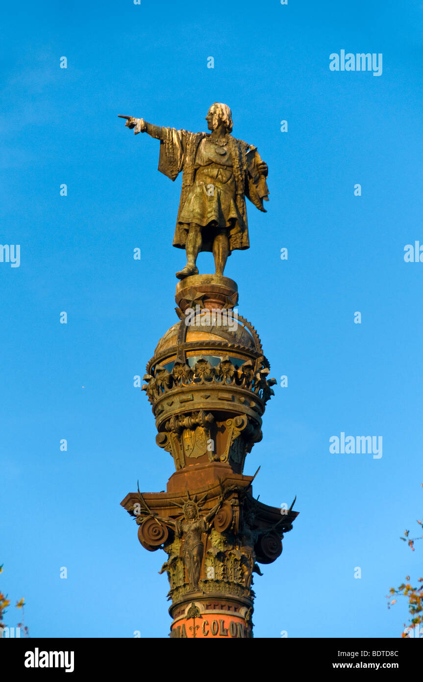 Das Denkmal für Christopher Columbus in Barcelona, Spanien. Stockfoto