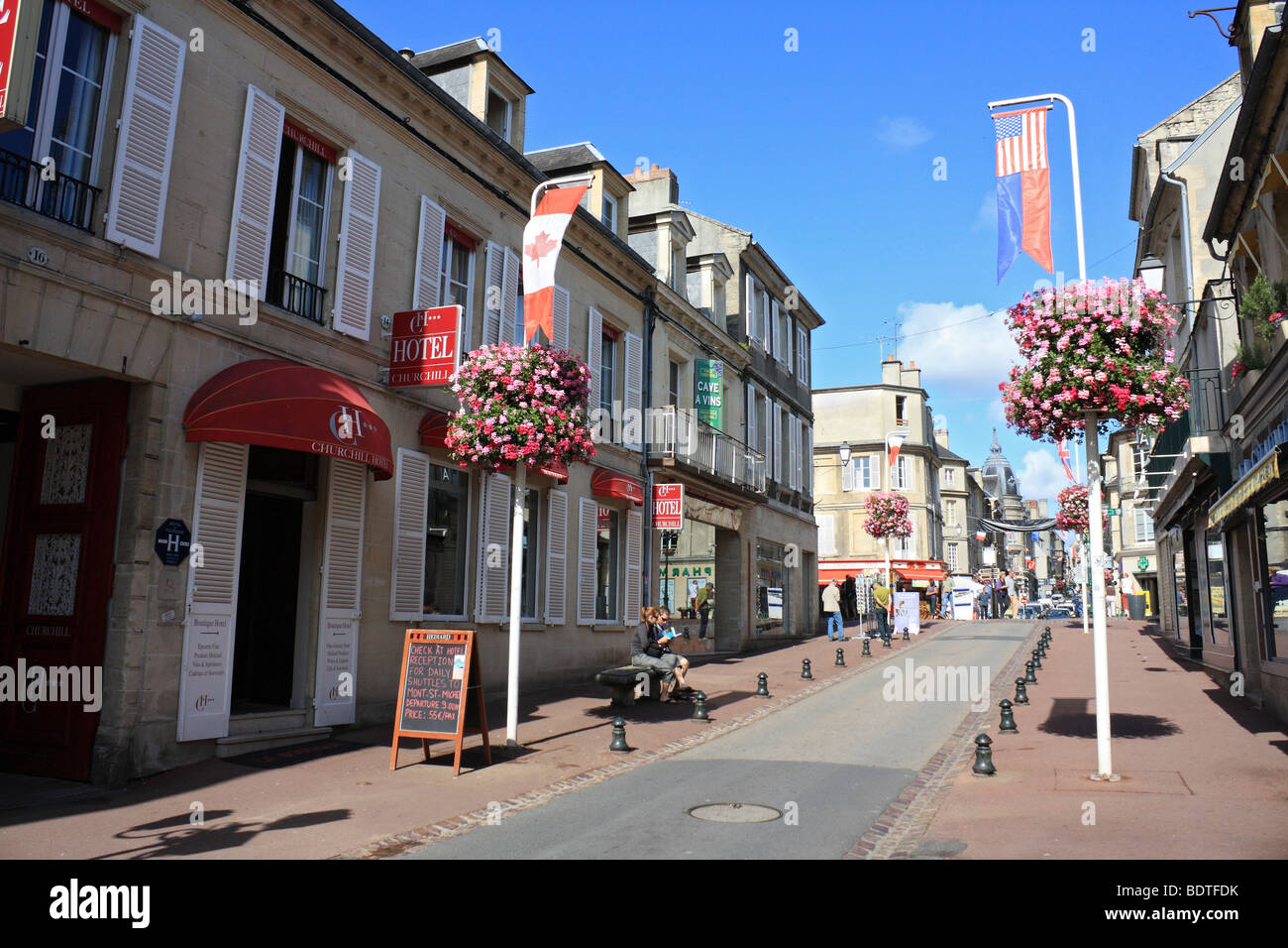 Das Hotel Churchill in Bayeux, Normandie Frankreich. Heimat der berühmten Teppich von Bayeux. Stockfoto