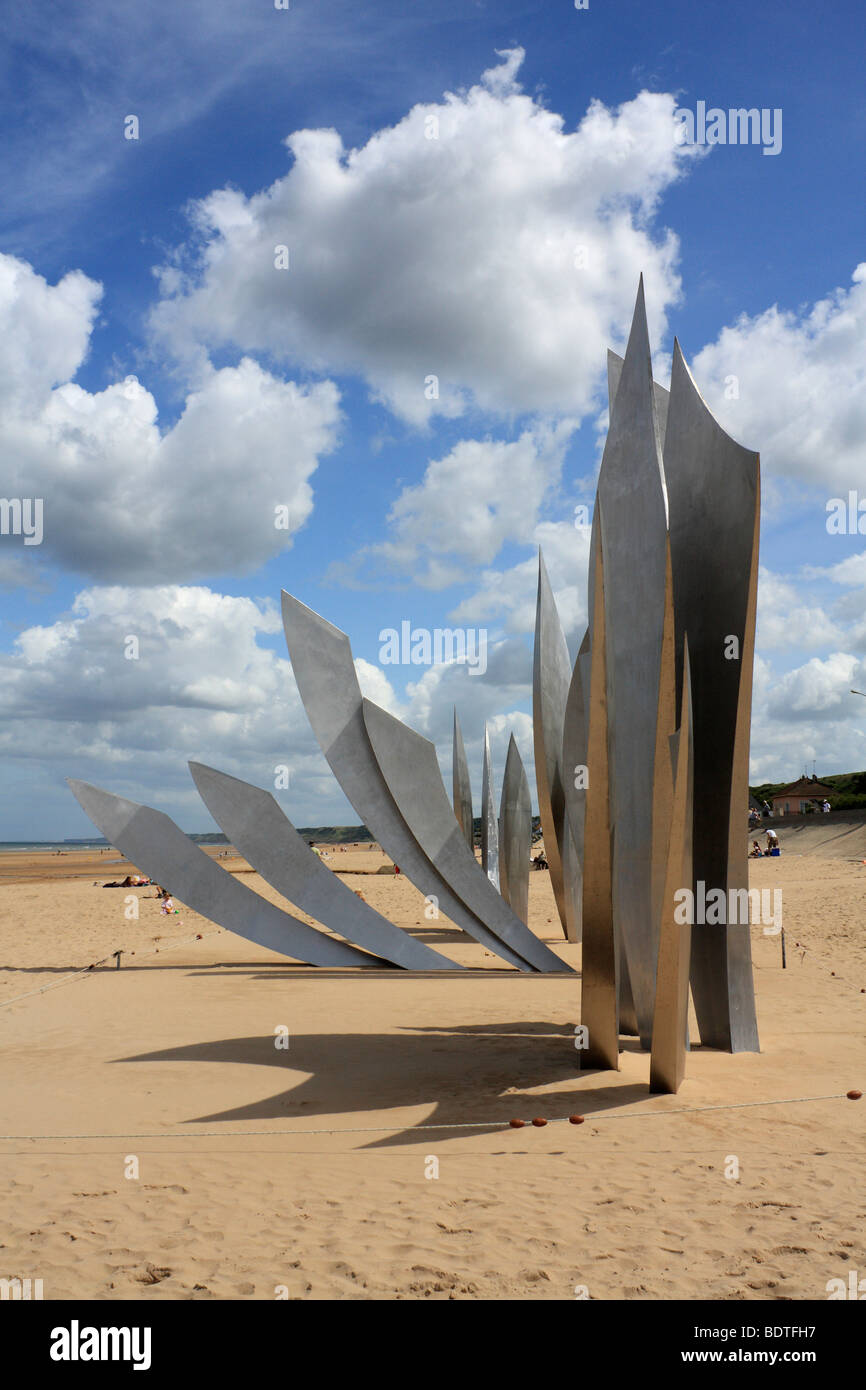 Kriegerdenkmal am Omaha Beach. Eine alliierte Landung Strand für d-Day 6. Juni 1944 Colleville-Sur-Mer, Normandie Frankreich Stockfoto