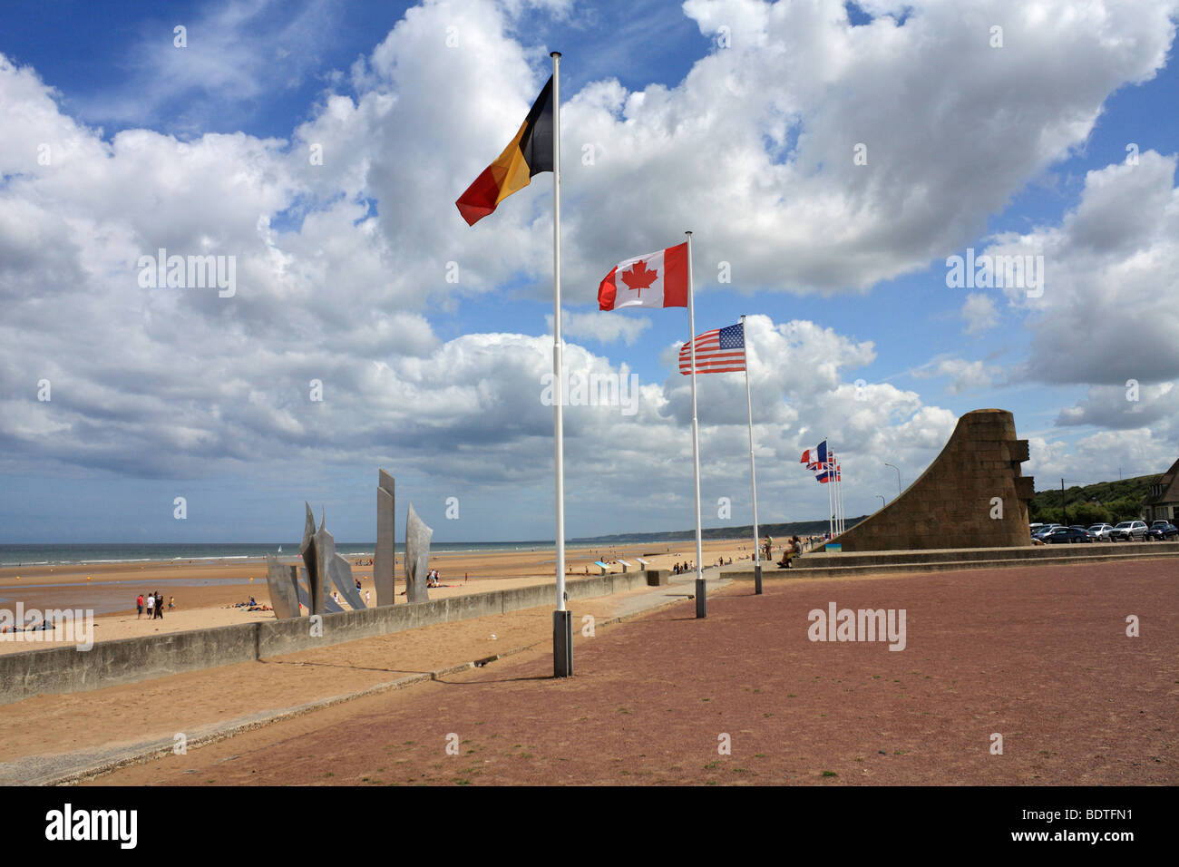 Kriegerdenkmal am Omaha Beach. Eine alliierte Landung Strand für d-Day 6. Juni 1944 Colleville-Sur-Mer, Normandie Frankreich Stockfoto