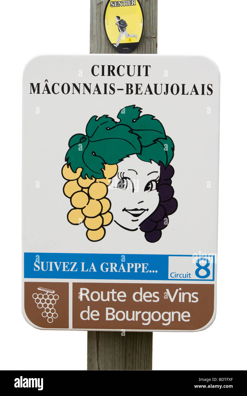 Isolierte Weinstraße Zeichen Stockfoto