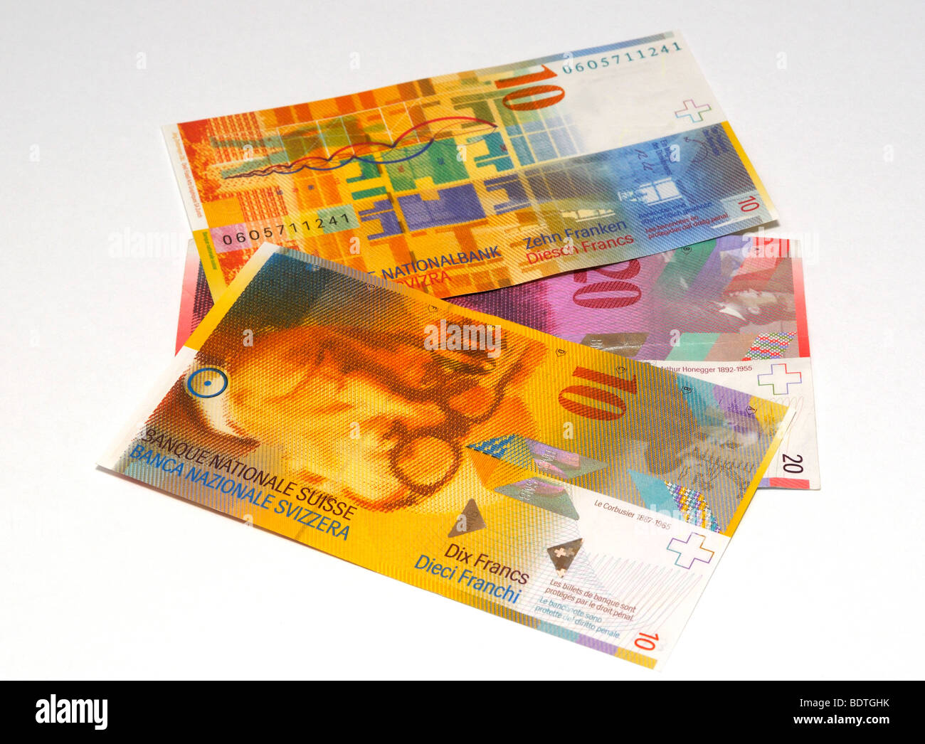 Schweizer Franken-Banknoten. Stockfoto