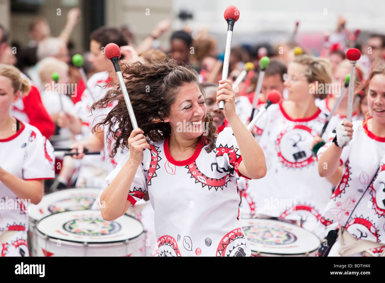 Schlagzeuger bei den Notting Hill Carnival in London Stockfoto