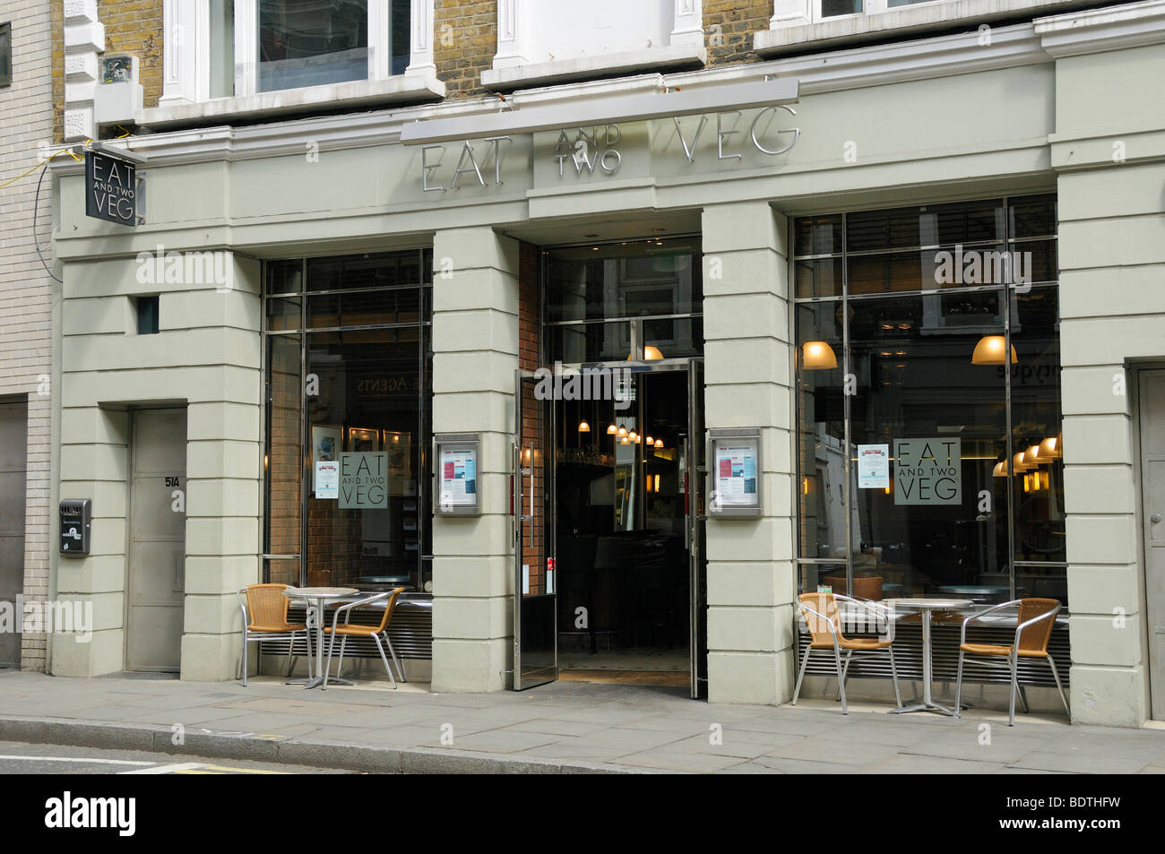 Essen und zwei Gemüse Restaurant Marylebone High Street London England UK Stockfoto