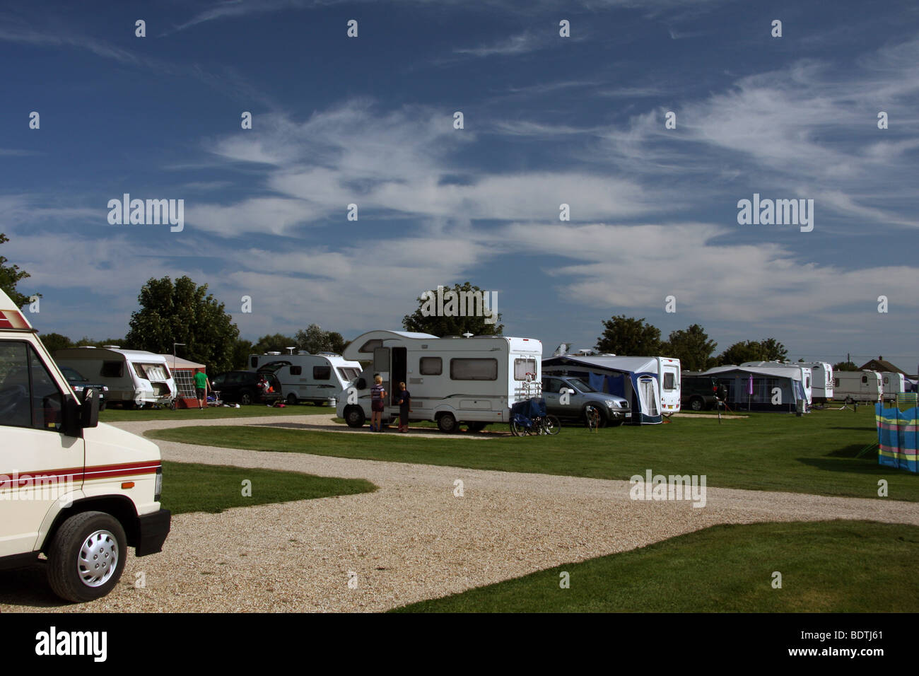 Wohnwagen auf Camping und Caravaning Club Website unter Mablethorpe, Lincolnshire Stockfoto