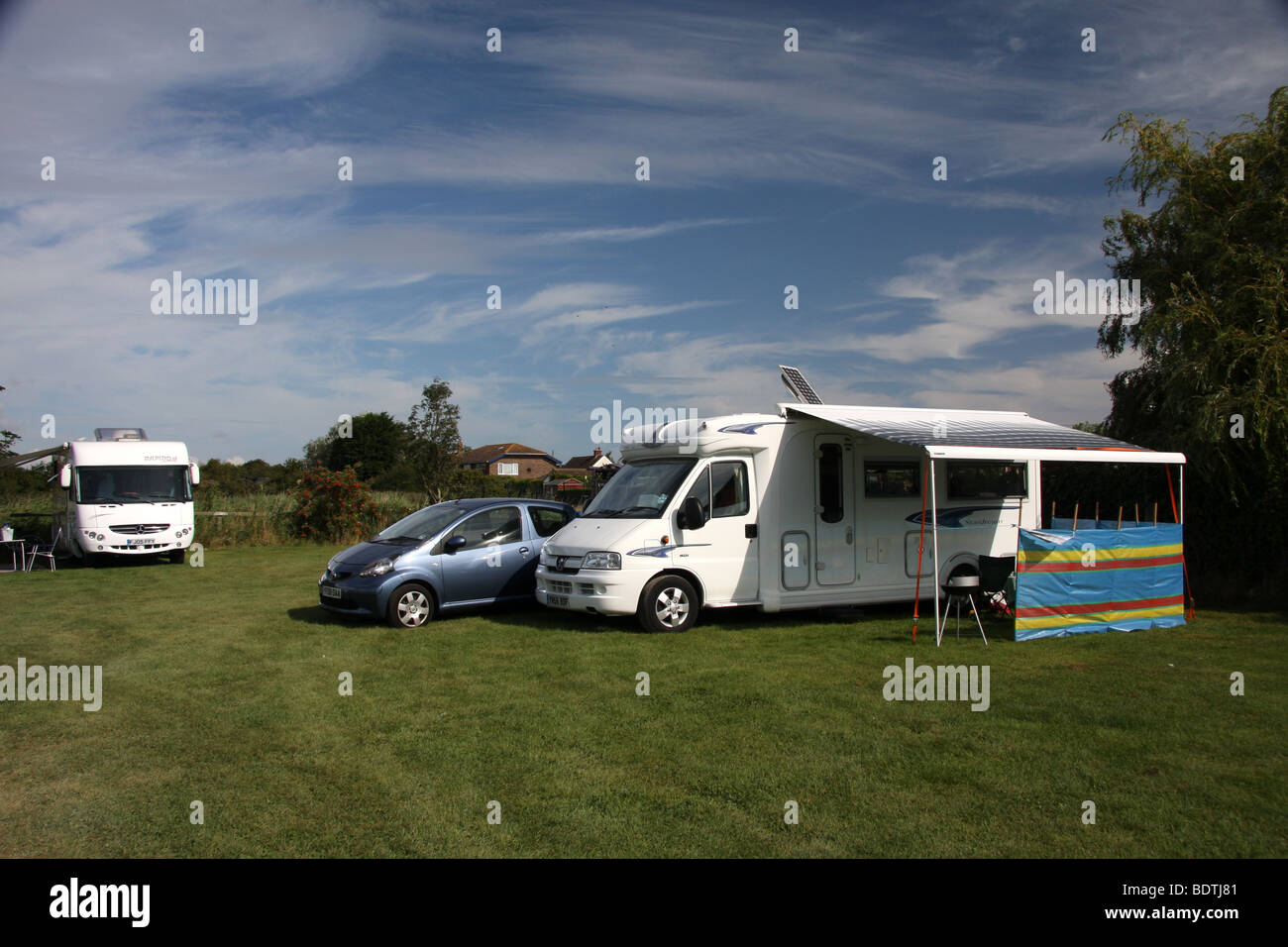 Wohnmobile auf Camping und Caravaning Club Website unter Mablethorpe, Lincolnshire Stockfoto