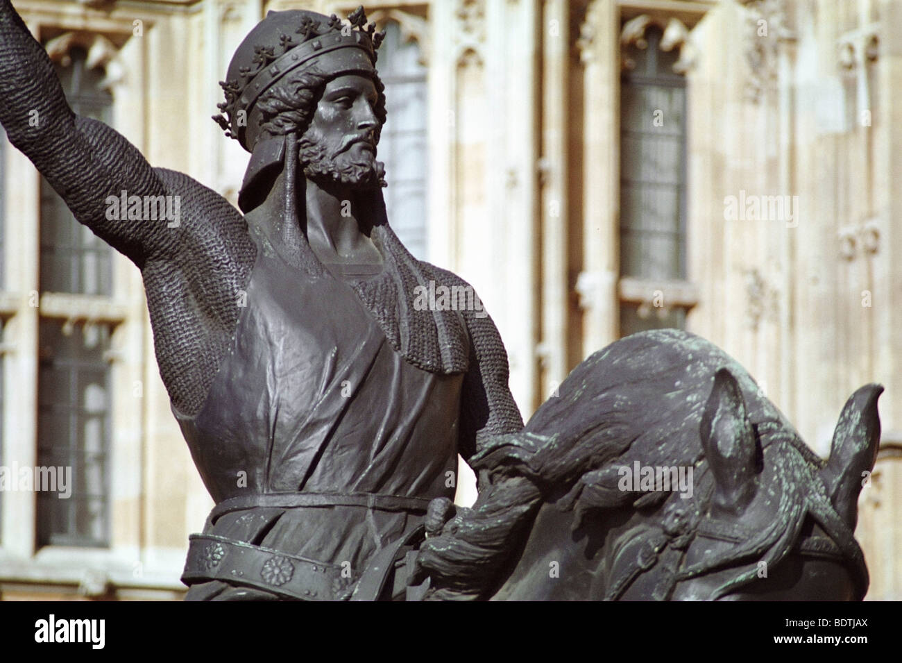 Statue von Richard Löwenherz, House of Lords, London, Großbritannien Stockfoto