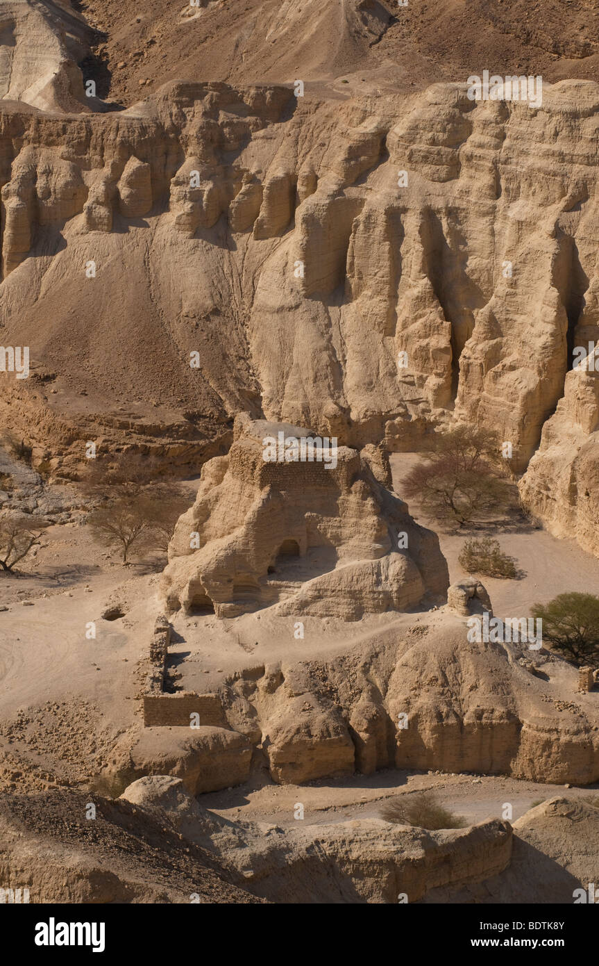 Ansicht der alten Meitzad Zohar Festung während der Römischen und Byzantinischen Epoche in der Judäischen Wüste Juda und Israel gebaut Stockfoto