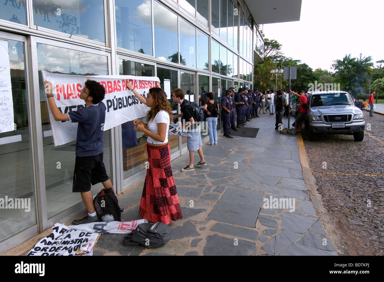 Studentendemonstration auf dem Dekan Büro, Universidade Federal de Minas Gerais, Belo Horizonte, Minas Gerais, Brasilien Stockfoto