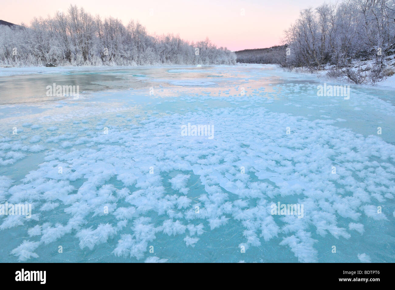 Frozen River Abisko Nationalpark Schweden Stockfoto