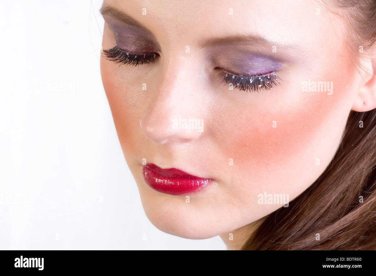 junge Frau mit künstlichen Augenlid Stockfoto